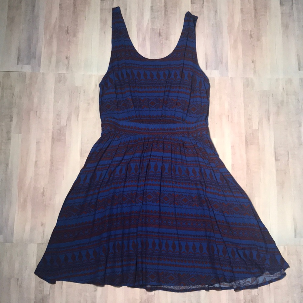 Blue & Red Tribal Print Dress